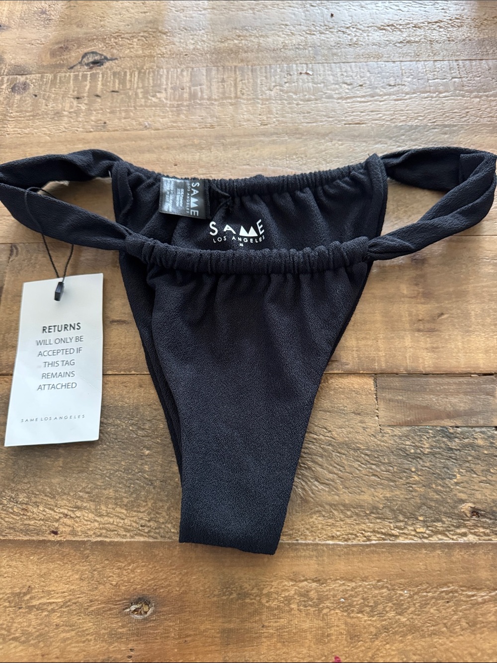 SAME Los Angeles Black High-Cut Bikini Bottom